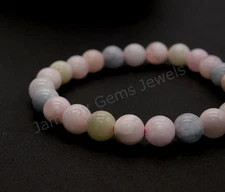 Morganite Bracelet Stacking Bracelet, 8mm Morganite Gemstone Beaded Good Vibe