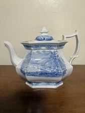 Rare Peekskill Landing Hudson River Historical Staffordshire Teapot