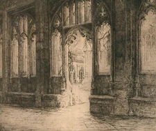 G. Keeling - Early 20th Century Etching, The Abbey Courtyard