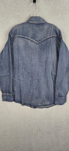 Wrangler Denim Pearl Snap Shirt Men XL BLue Dark Cowboy Cut Western Blue NWT - Picture 7 of 11