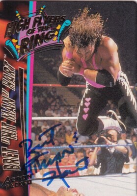 Bret Hitman Hart Signed 1995 WWF Action Packed Wrestling Trading