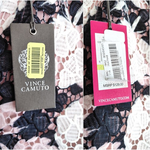 NWT Vince Camuto Lace Pencil Skirt Romantic Floral Pink Black MSRP $129 Size 4 - Picture 7 of 11
