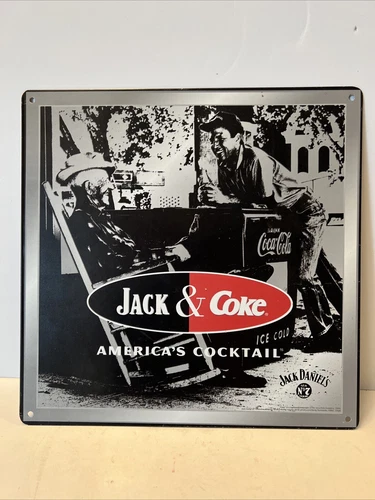 Vintage Jack Daniel’s Whiskey/Coke Cocktail Porch Scene Tin Sign 2002 11x11