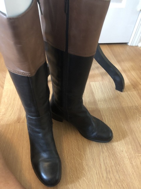 Franco Fortini Women's Roxanne Tall Knee High Boots Sz 7M Black Brown Leather | eBay