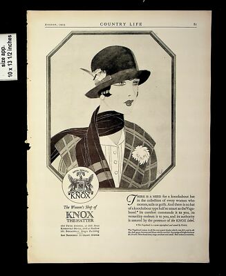 1925 Knox Women's Shop The Hatter Hat Fashion Vintage Print ad 015036