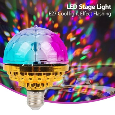 E27 Stage Light Colorful Magic Ball Rotating LED Stage Lamp Bulb For DJ Disco