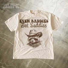 Cowboy Raccoon Western Graphic Tee, Even Baddies Get Saddies Shirt, Funny Top