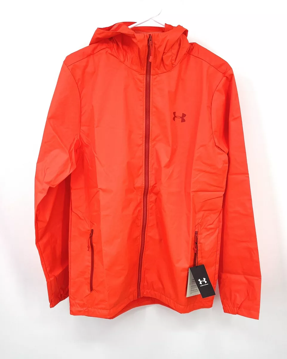 Under Armour Men's UA Forefront Rain Jacket Bright Orange Mens Small NWT