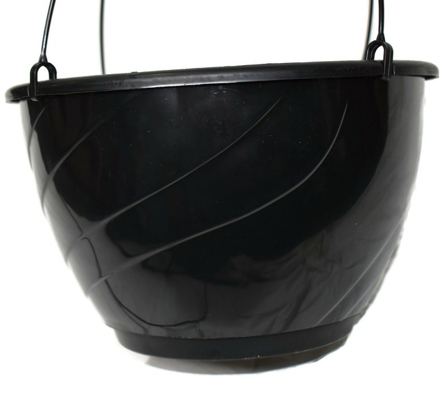 12" BLACK Plastic Hanging Baskets {Set of 25} DECO SWIRL eBay