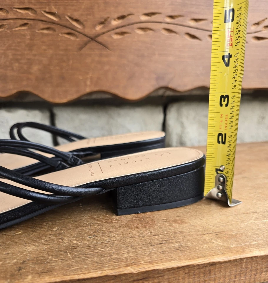 Sandalias LC Lauren Conrad de espuma viscoelástica Jules negras con correa para mujer talla 9,5 Foto 4 de 4