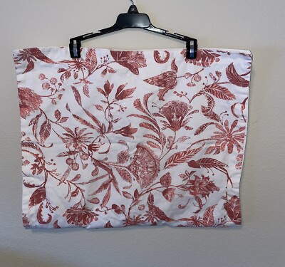 THRESHOLD Boho Jacobean Floral White/Coral KING Single Sham Cotton Blend EUC