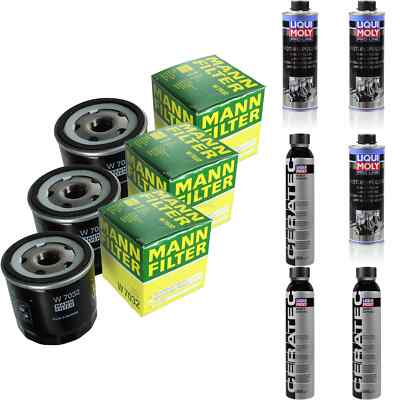 3xMANN-FILTER ÖLFILTER-W 7032 +3xLiqui Moly Pro-Line Motorspülung/3x Cera Tec