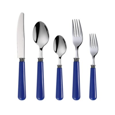 Q Squared Provence Blue Stainless Steel  20 piece Flatware, Service for 4 NIB
