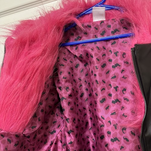Bratz Dolls Moto Jacket Size Youth S Flame Faux Fur Faux Leather Costume NEW - Picture 6 of 8