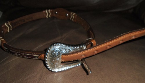 JUSTIN 700TN Brown Leather Belt Silver tone Conchos Silver Buckle Sz 26 EUC - Picture 3 of 11