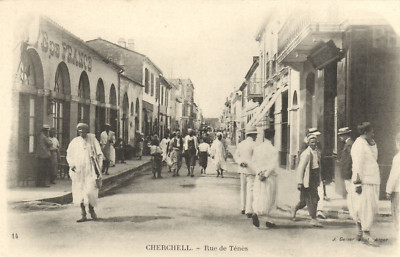 Postcard PC ALGERIA, CHERCHELL, RUE DE TÉNÉS, J. GEISER, VINTAGE POSTCARD (b8544)