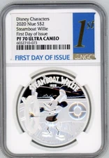FDOI NGC 70 DISNEY STEAMBOAT WILLIE 1oz SILVER COIN
