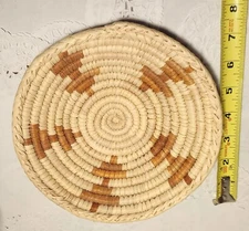 Handmade Grass Coil Basket Wall Art Rust Abstract Design 8” Trinket Bowl