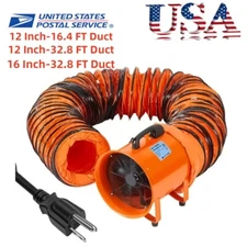 12/16 Inches Utility Blower Exhaust with 16.4/32.8 FT Duct 3500CFM Low Noise    