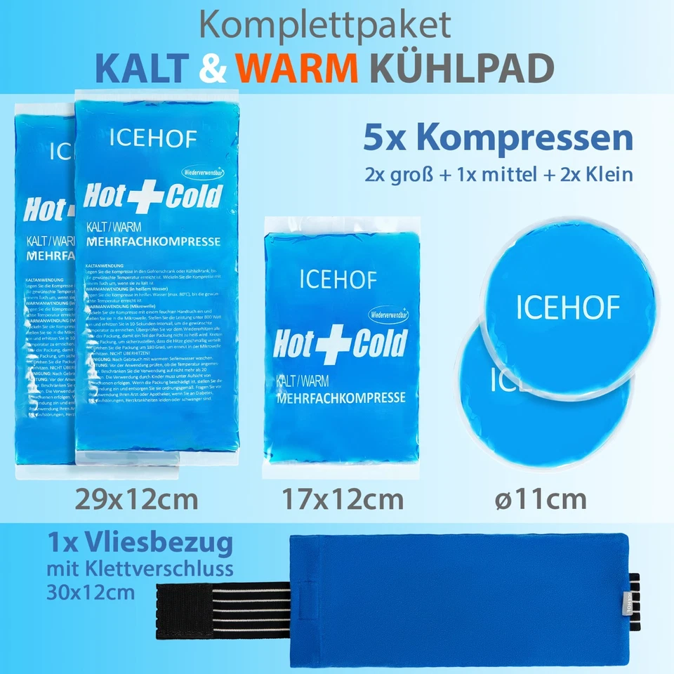 Kühlpads (5x) mit Vlies-Hülle - Kühlkompresse Kühlpack Gel Kühlakku Kühlgel Kalt - Bild 2 von 4