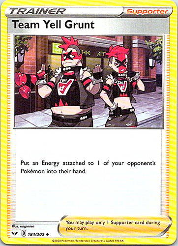 Team Yell Grunt 184/202 Pokemon Sword & Shield Regular Light Play