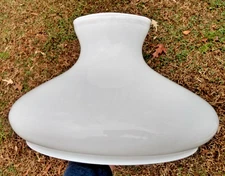 Oil or Electric Lamp Hurricane/Student, White Glass Shade- 10" Bottom Fitter