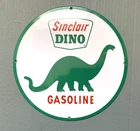 VINTAGE 12" SINCLAIR DINOSAUR GASOLINE MOTOR OIL GAS PUMP STATION PORCELAIN SIGN