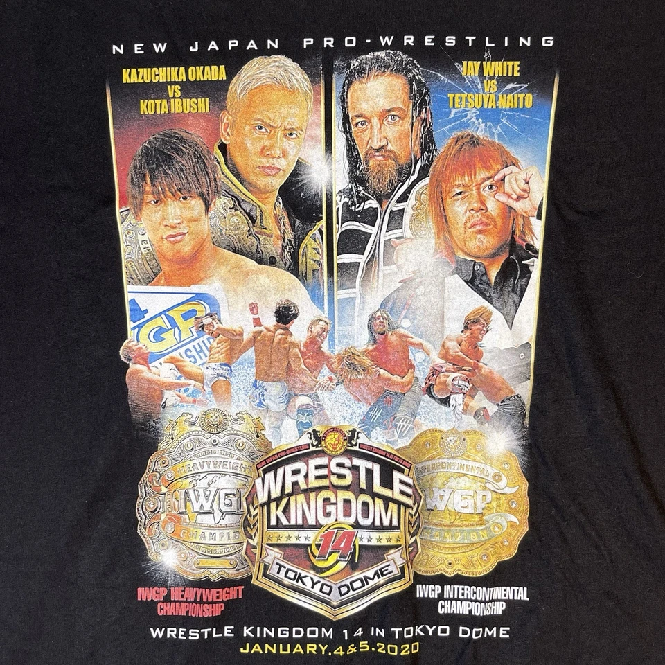 Camiseta Jay White Okada Naito Ibushi 2020 Wrestle Kingdom 14 Dome XXL AEW NJPW Foto 2 de 4