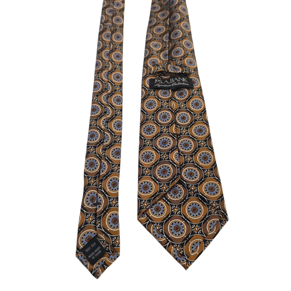 Corbata Jos A Bank Signature Collection Para Hombre 7 Pliegues Naranja Negro Seda Floral Foto 4 de 4