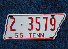 1955 TENNESSEE License Plate - Nice Quality Original