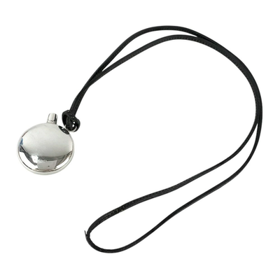 【新品未使用】HERMES Perfume Bottle Necklace HERMES Perfume Bottle Black Leather Necklace 35
