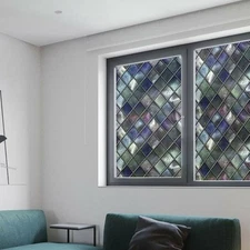 3D Mosaic Privacy Film Stained Glass Static Cling Sticker Frosted Window Decors
