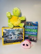 Ocean Turtle Family Gift Set   Puzzle  2 Plush Toys  Ocean Life Encyclopedia