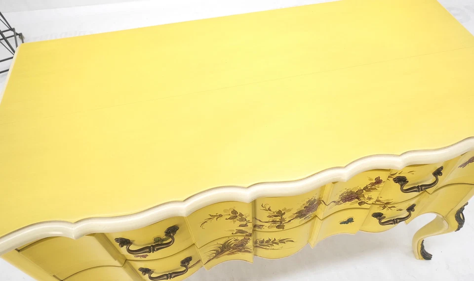Лимон желтый белый лак бронзовые крепления кабриолет стиль ножка два ящика консоли - Изображение 4 из 4