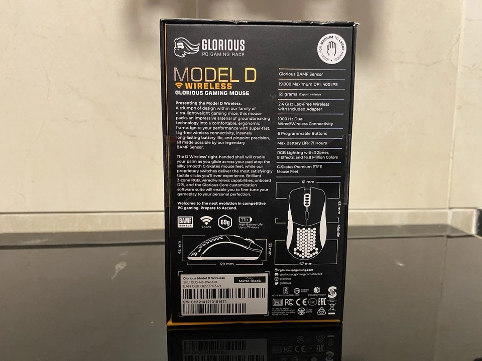 GLORIOUS Model D RGB Wireless Optical Gaming Mouse - Matte Black. - Image 2 of 4