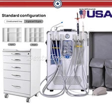 Portable Dental Mobile Delivery Unit Air Compressor 4H/Storage Cabinet 4 Drawers