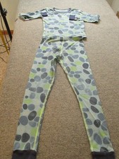 Pact Kids Pajama Set Size 7 Long Sleeve Top Pants Blue Green Pebble Print