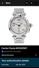 Cartier Pasha C w/GMT and Date Silver Dial 35mm Automatic Watch 2377 w/Box&Paper