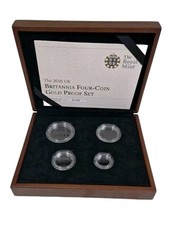 2010 Britannia Four-Coin Set Gold Proof Box, Coa and Capsules.NO COINS.