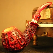  Ardor wine red color rubber slightly curved handmade heatherwood pipe