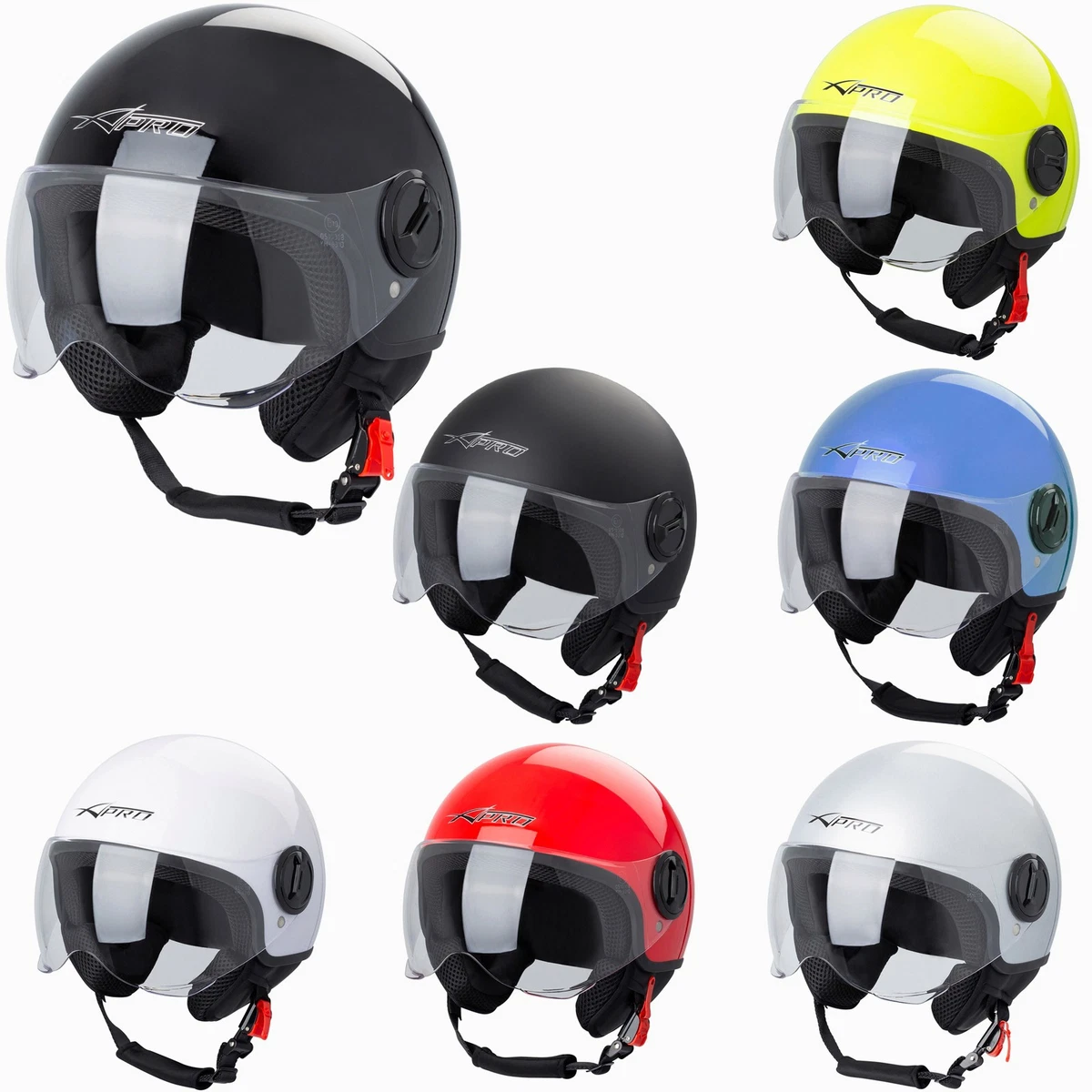 Casco Jet Con Visiera Per Scooter E Moto – Traspirante, In ABS, Per Adulti E Adolescenti, Circonferenza Testa Max 65 Cm, Certificazione 3C