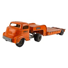 Smith Miller GMC Fruehauf Low Boy Semi Tractor & Trailer Metal Model Truck