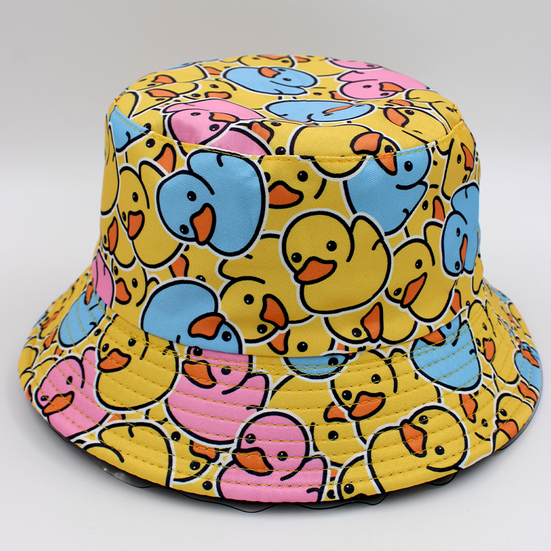 Bucket Hat with Duck Print for Summer UV Protection Reversible Design-image