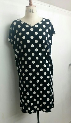 Vintage 60er Style schwarz einfarbig kawaii oversized Jersey gepunktet Tunika Kleid