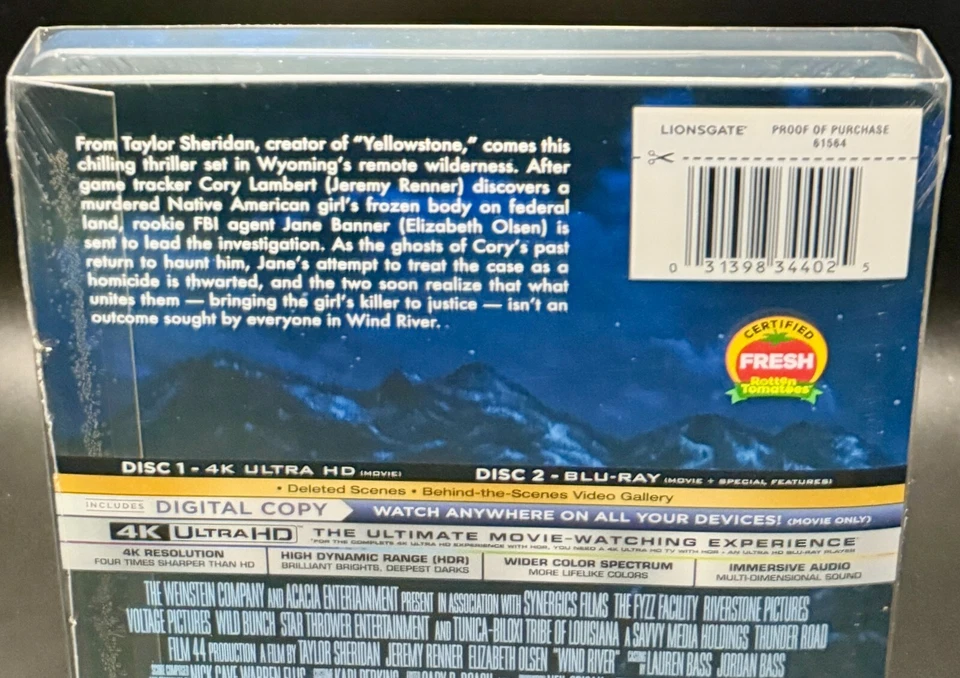 WIND RIVER - WALMART EXCLUSIVE 4K UHD BLURAY LIONSGATE STEELBOOK *NEW & SEALED!* - Image 4 of 4