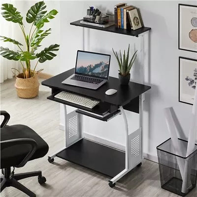 TOPEAKMART Rolling Computer Desk w/ Printer Shelf Laptop Writing Study Table Home Office