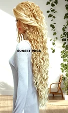 41" LACE FRONT WIG EXTRA LONG CURLY LAYERED MEDIUM BLONDE MIX HEAT OK NEW