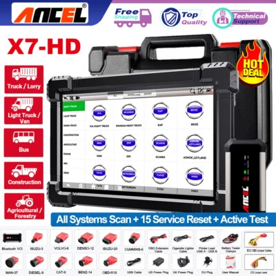 Dispositivo de diagnóstico de camión Ancel X7 HD DPF todo el sistema lector de errores para Iveco MAN