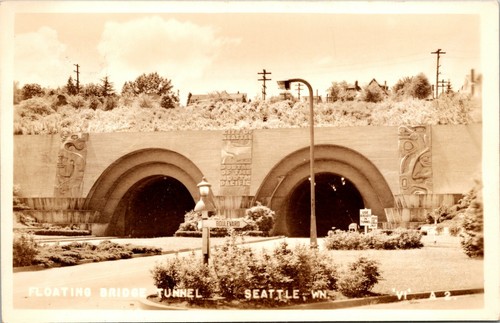 RPPC Floating Bridge Tunnel Seattle, Washington vera foto cartolina VI A.2. - Foto 3 di 3