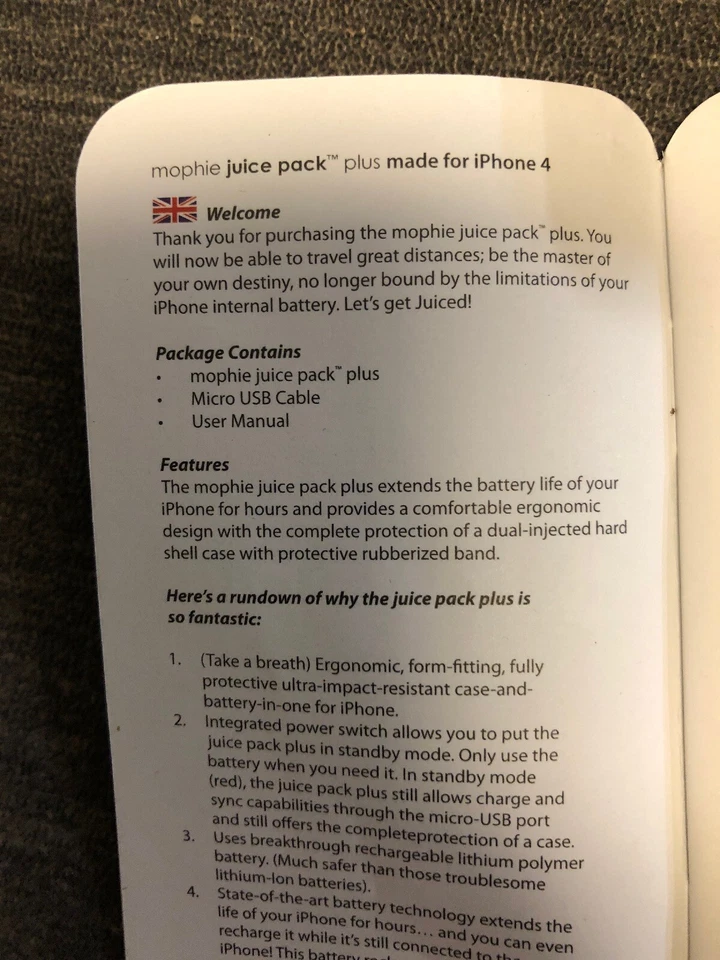 Funda Batería Recargable Mophie Juice Pack Plus para iPhone 4 y 4S Sin Cable Foto 4 de 4